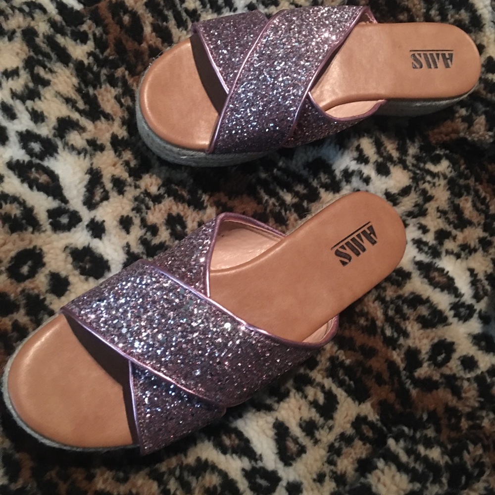 Platform glitter slides